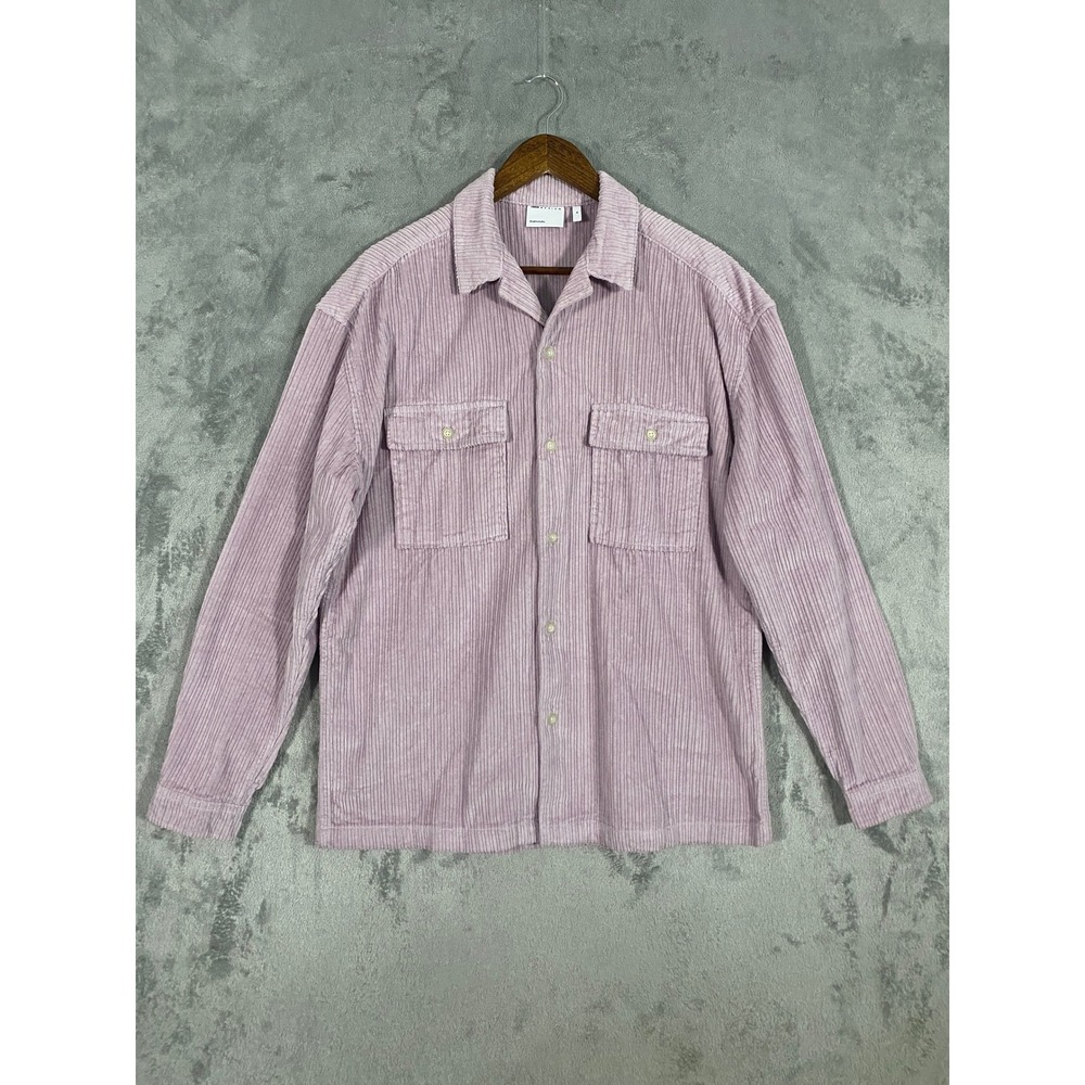 ASOS DESIGN Shirt Sz M Lilac Corduroy Button Down Utility Soft Oversized Relaxed